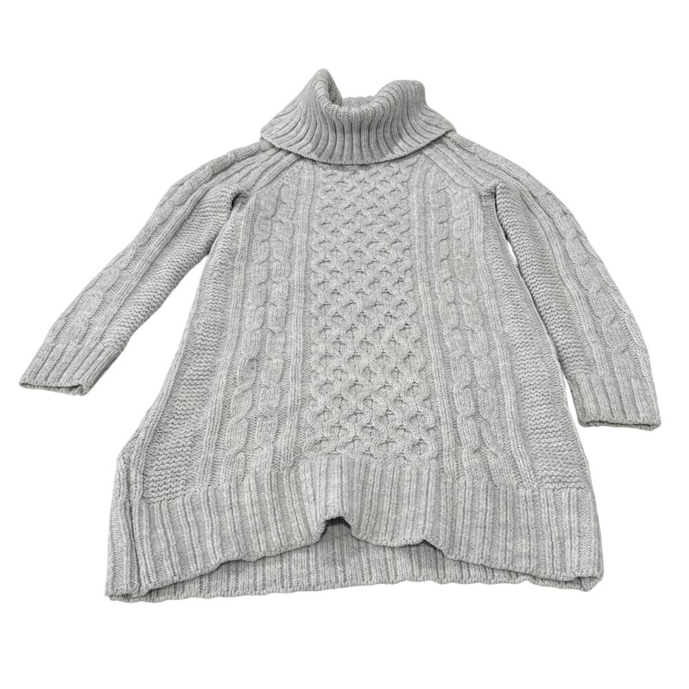 BANANA REPUBLIC Gray Cable Knit Cowl Neck Tunic Sweater Dress Size XS Wool
